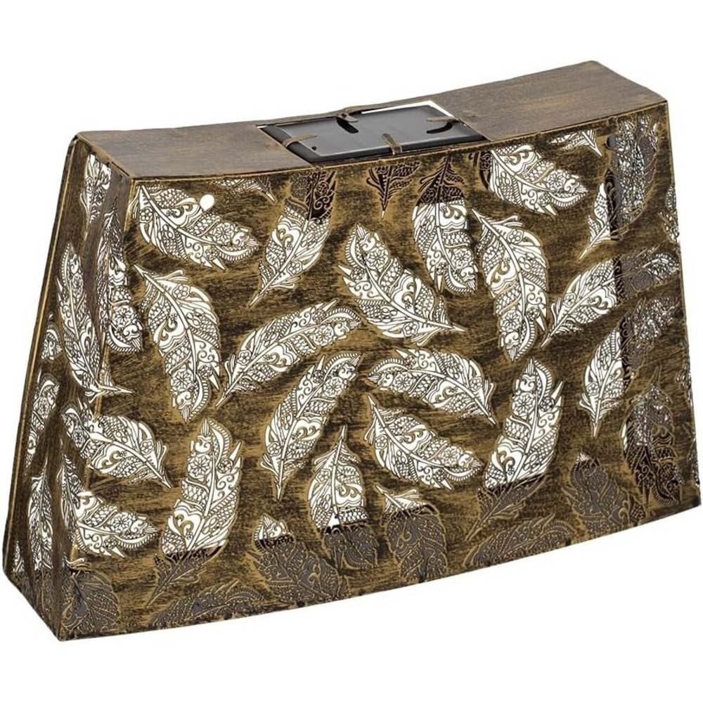 Solar Wall Light Outdoor Waterproof Feather Garden LED Hollow Leaves Metallic